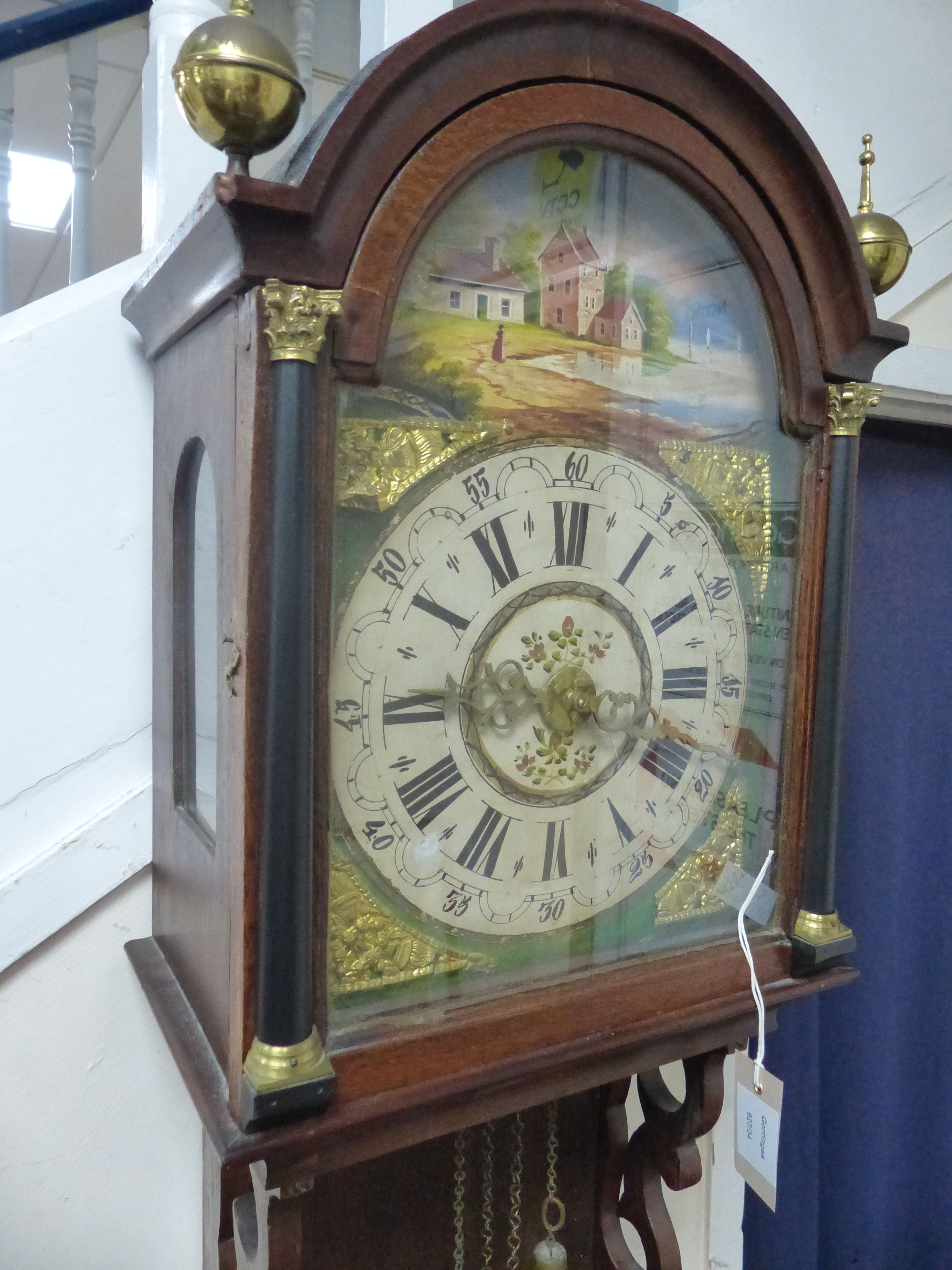 An 18th century style Dutch mahogany cased wall clock, height 128cm